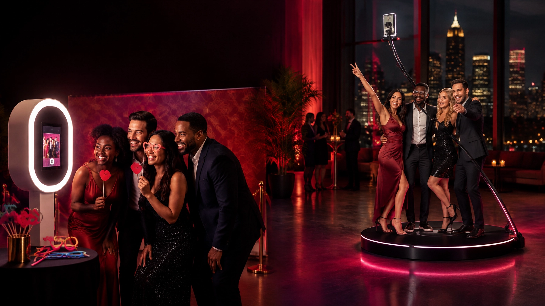 Interactive selfie photo booth with event guests